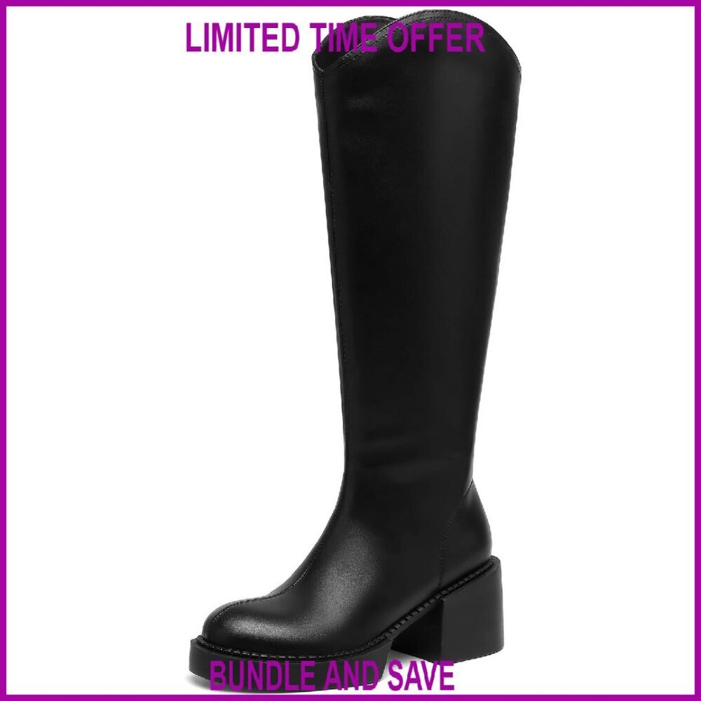 Knee High Platform Boots Women's Size 6-11 Chunky Heel